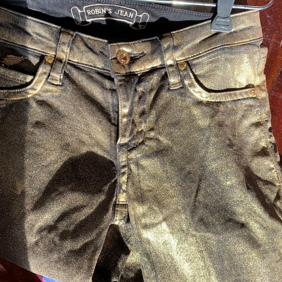 Robin's Jeans Gold Metallic Straight Leg Pants - Picture 3 of 4